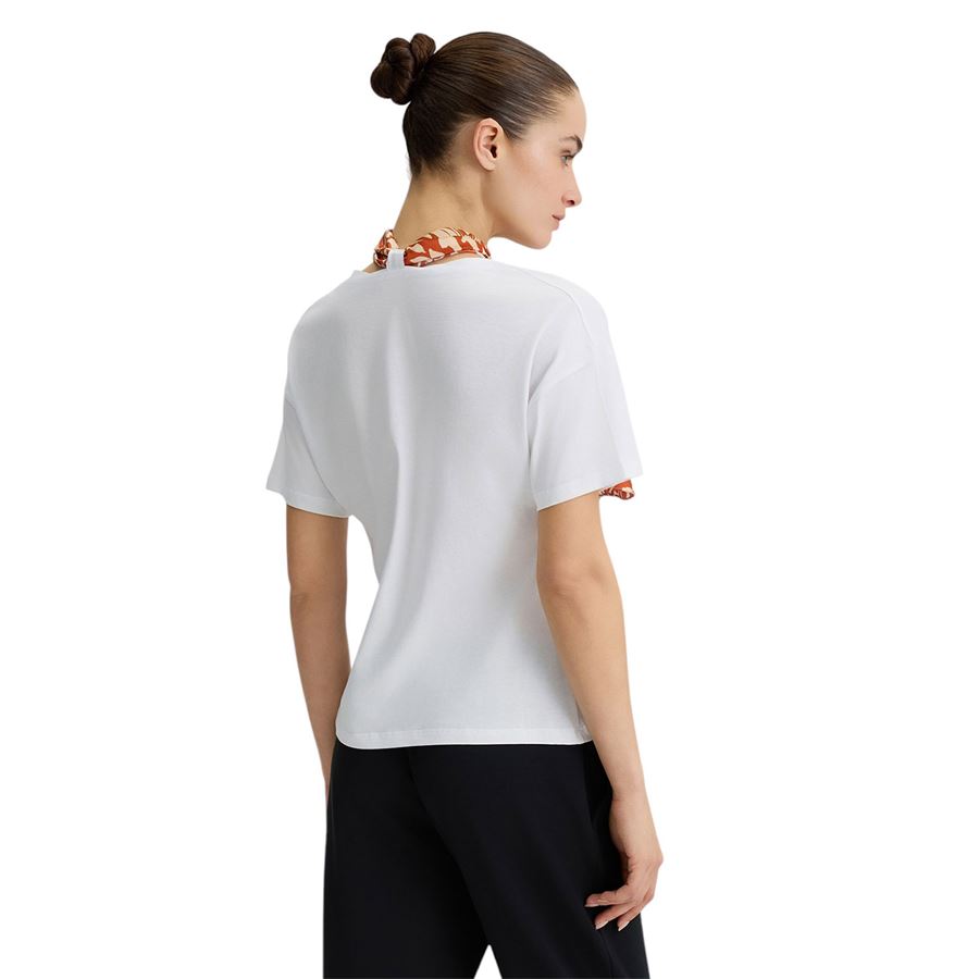 T-shirt manica corta da donna in cotone con foulard Liu Jo | WA5154J6308M9541